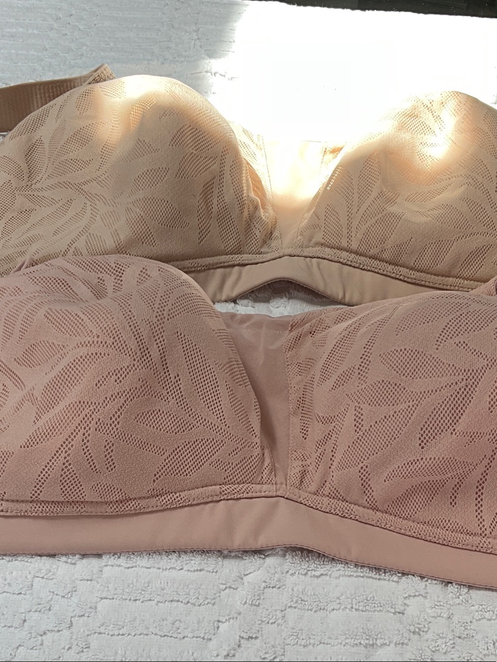 Lace Overlay Bra - Nude and Powder Pink